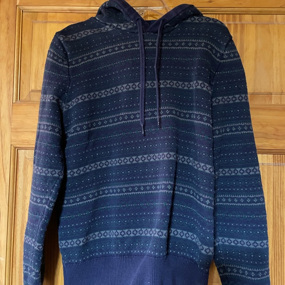 Navy Patterned Hoodie